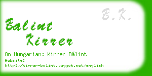 balint kirrer business card